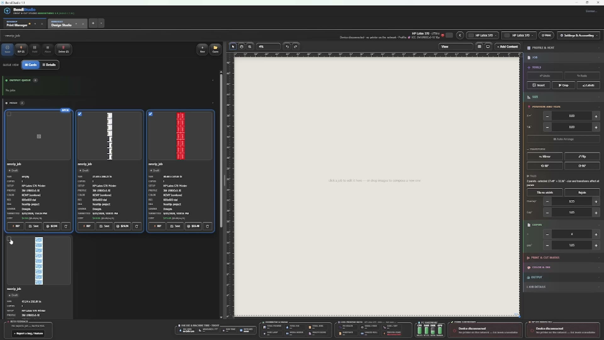 BendiStudio ripping several jobs at once on the GPU